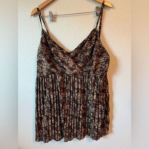 Y2K deadstock lane Bryant forest fairy spaghetti strap babydoll tank Brown 18/20